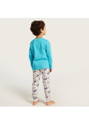 Juniors Graphic Print T-shirt and All-Over Printed Pyjamas Set