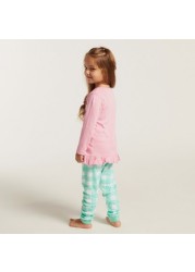 Juniors Graphic Print T-shirt and All-Over Printed Pyjamas Set