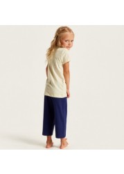 Juniors Printed Crew Neck T-shirt and Pyjama Set