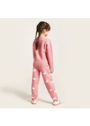 Juniors Printed Sweater and Jog Pants Set