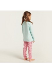 Juniors Printed Long Sleeves T-shirt and Pyjama Set