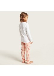 Juniors Graphic Print T-shirt and All-Over Printed Pyjamas Set