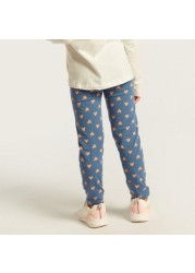 Juniors All-Over Heart Print Leggings with Elasticated Waistband