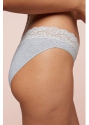 Lace Trim Cotton Blend Knickers 4 Pack High Leg