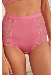 Microfibre And Lace Knickers High Rise