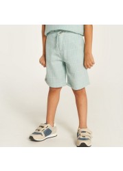 Checked Crew Neckline T-shirt and Mid-Rise Shorts Set