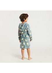 Juniors All-Over Printed Bathrobe with Long Sleeves and Pockets