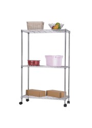 Mobile 3-Shelf Storage Unit (76 x 35.5 x 91 cm, Chrome)