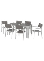 SJÄLLAND Table+6 chairs w armrests, outdoor