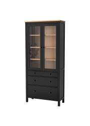 HEMNES Glass-door cabinet with 3 drawers