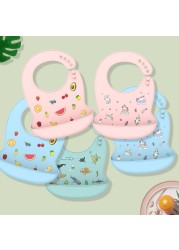 Baby Bib Silicone Water Resistant Saliva Dripping Bibs Banana Cartoon Newborn Feeding Soft Edible Baby Aprons Adjustable Burping Scarf