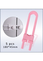 5pcs/pack U Shape Children Home Protection ABS Plastic Safety Lock Child Safety Adjustable Multifunctional Baby Cabinet Locks