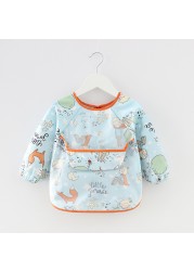 Baby Kids Toddler Long Sleeve Waterproof Scarf Art Smock Feeding Bib Pocket Infant Boys Girls Burp Cloths Bandana Bibs