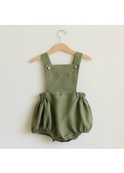 Newborn Baby Boy Girl Romper for 0-2Y Summer Cotton Linen Baby Jumpsuit Plaid Sleeveless Backless Solid Baby Outfits Clothes