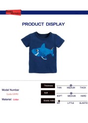 Little maven summer kids t-shirt short sleeve clothes discoloration sequin shark knitting beach casual cotton clothes 2-7years