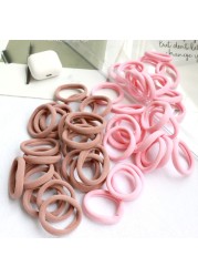 Girls 50pcs Colorful Nylon Small Elastic Hair Bands Hair Accessories Ponytail Holder Children Scrunchie Headband Kids Hair