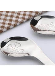 Children Feeding Spoon New Style Baby Infant Safe Spoon Stainless Steel Quality Spoon Curved Spoon Baby Exercise Tableware