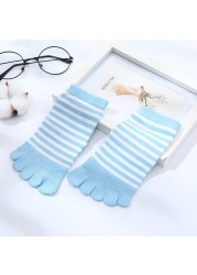 Autumn Winter Kids Striped Cotton Five Toe Floor Ankle Socks Boys Girls Casual Children Breathable Soft Short Tube Socks