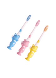 4psc/set Children's Toothbrush with Bamboo Charcoal Soft Hair Little Bear and Rabbit Cartoon Dental Care Manual Toothbrush