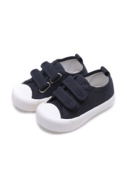 Boys Girls Candy Color Casual Shoes Toddler Kids Breathable Hook and Loop Shoes Luxury Soft Children Canvas Shoes Toddler Toddler