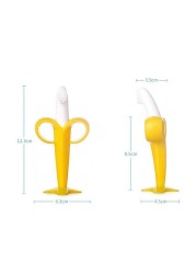 Baby Silicone Training Toothbrush BPA Free Banana Shape Safe Bite Teether Chew Toys Teething Ring Gift for Baby Infant Chew