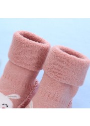 Baby Socks With Rubber Soles For Toddlers Kids Socks Toddler Boys Sock Warm Terry Shoes Thicken Slippers Infant Girl Winter