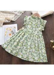 Keelorn Kids Clothing Girls Dress 2022 Girls Summer Cotton Dresses Outfits Flower Casual Dresses Sweet Toddler Girl Pink Clothes