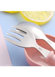 Baby Kids Cartoon Cute Spoon Fork Stainless Steel Tableware Training Learn Food Feeding Scoop Fork Utensils For Baby