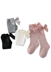 Baby Girls Socks New Toddlers Big Girl Bow Knee High Long Soft Kids Socks Bowknot 100% Cotton 0-3 Years Newborn Socks