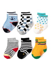 Baby Socks SkiBeaut 12 Pairs Non-Slip Skid Socks for Kids Boys Grips Cotton Crew Socks for 1-3/3-5 Years