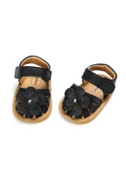 New Infant Baby Shoes Baby Boy Girl Shoes Toddler Flats Summer Sandals Flower Soft Rubber Sole Anti-slip Crib Shoes First Walker