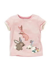 Little maven 2022 Pretty Baby Girls T-shirt Cotton Lovely Rabbit Tops Children Casual Clothes For Baby Toddler Kids