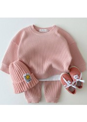 Fashion Toddler Baby Boys Girl Autumn Outfits Baby Girl Clothes Set Kids Sport Bear Sweatshirt Pants 2pcs Suits Outfits