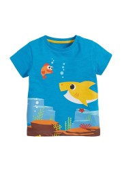 2022 Little Maven Summer Boys T-shirt Short Sleeve Clothes With Animal Shark For Kids Baby Breathable Cotton Tops