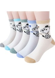 5pairs/lot Baby Boys Girls Cotton Socks Cute Cartoon Mid Mesh Non-slip Warm Children Socks Autumn Spring Summer