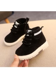 Autumn Winter Children's Shoes Martin Boots Boys Shoes Soft Leather Anti-slip Girls Shoes 21-30 Running Sneakers