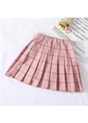 Girls Skirts Autumn Vintage Pleated Plaid Skirts School Teenage Girl Spring Kids Skirt Children Clothes 3 4 6 8 10 12 14 Years