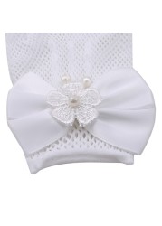 1 Pair Girls Kids White Lace Faux Pearl Fishnet Gloves Communion Flower Girl Bride Wedding Party Accessories