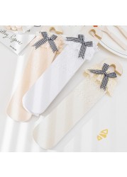 Baby Breathable Lolita Lace Socks Children Kids Bowknot Middle Tube Socks Spring Summer Autumn Warm Stocking Knee High