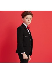 Boys Black 007 Wedding Suit Kids Formal Blazer Clothes Set Gentleman Children's Day Graduation Choir Performance Costume