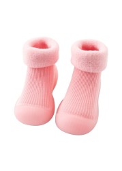 Winter Kids Warm Snow Boots Socks Infant Boys Brushed Thick Sock Boots Yellow Black Baby Girls Socks Soft Soles Toddler Shoes