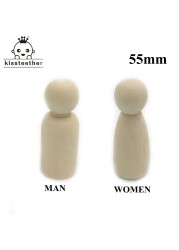 32pcs Girl/Boy (35mm 43mm 55mm 65mm each type 8pcs) Wooden Unfinished People Wooden Big Family Connecting Dolls Family Wooden Craft DIY