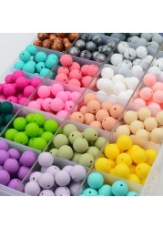 luvka 12mm 100pcs Silicone Beads Round Teether Baby Nursing Pendant Pacifier Clip Oral Care BPA Free Food Grade Colorful