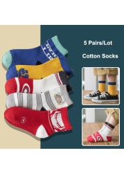 5 pairs soft cotton children socks cute cartoon print kids socks newborn baby boy socks casual girls boys socks 1 to 12 years