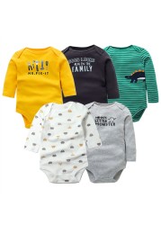 3/4/5pcs Baby Spring Autumn Outerwear Long Sleeve 100% Cotton Boys Girls Clothes Newborn 0-24 Months Clothes