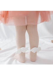 Girls Angel Wings Knitted Cotton Socks Baby Pantyhose 0-6 Years Autumn Winter