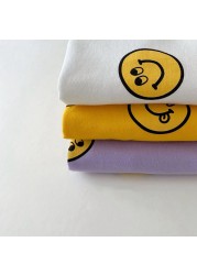 2021 Summer New Cotton Baby Clothes Set Boys and Girls Cute Smiley Print Tops + Shorts 2pcs Kids Children Clothing Suit