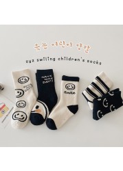 MILANCEL 2022 Kids Socks Cute Smiley Boys Warm Sock Children Socks 5 Pairs Set