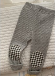 2022 Spring New Baby Girls Boys Cute Ribbed Cotton Trousers Infant Fashion Splicing Lattice Pants Newborn Baby Casual Leggings