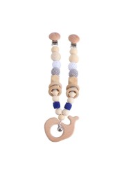 Baby Wooden Teether Nursing Molar Soother Teething Charm Stroller Clip Hanging Toy Pacifier Chain Pram Mobile Rattle